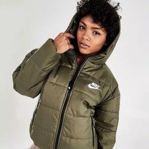 Nike Sportswear Therma Fit Repel Hood Puffer Jacket Green Size M New DJ6995-222